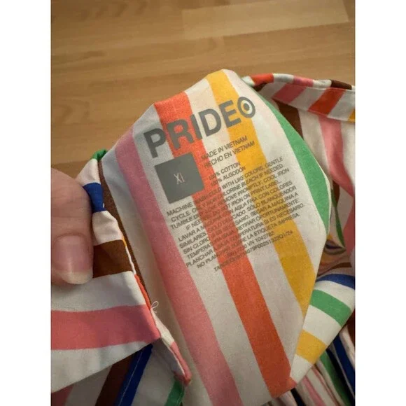 Target Pride Adult Striped Rainbow Short Sleeve Maxi Shirtdress - Picture 4 of 5